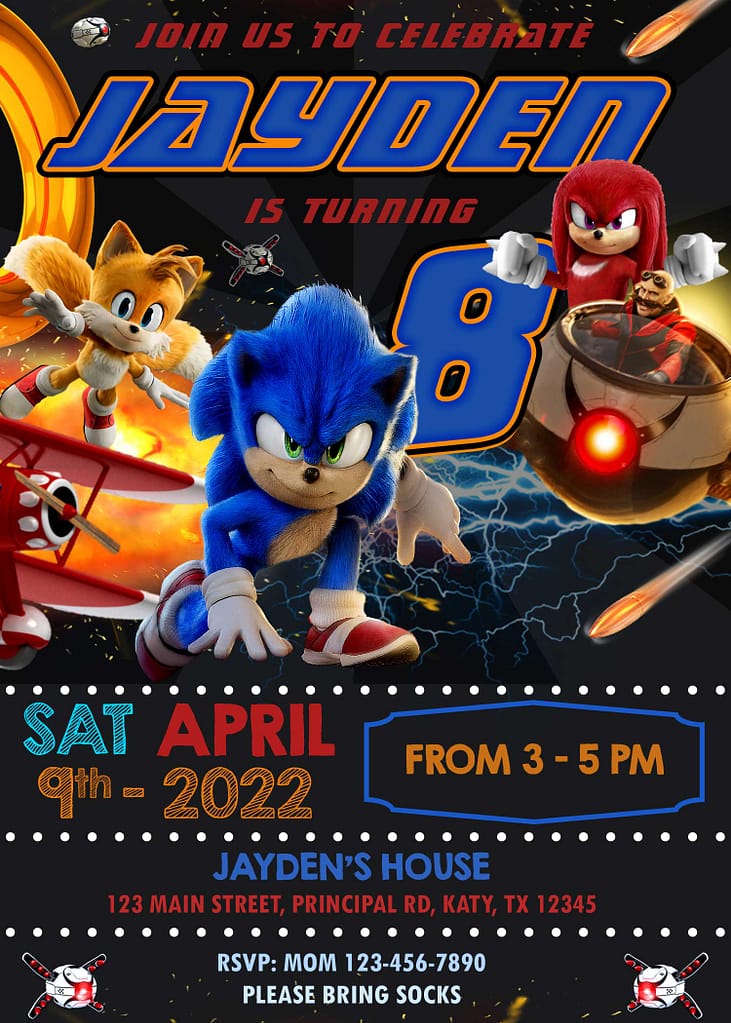 Sonic The Hedgehog Birthday Party Invitation 3 | Super Invite